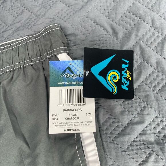 Kanu Surf Gray Swim Shorts with White Trim - Picture 2 of 6